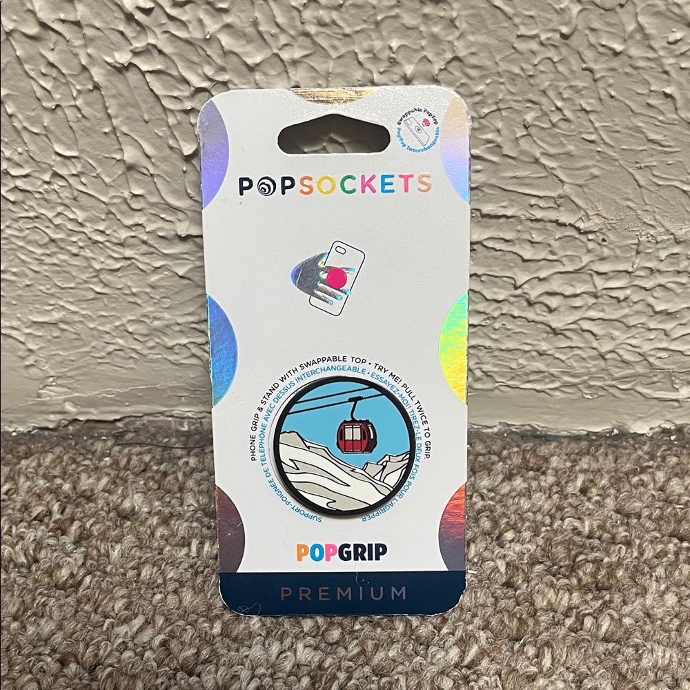 PopSocket PopGrip with Cable Car Design - Red and Blue